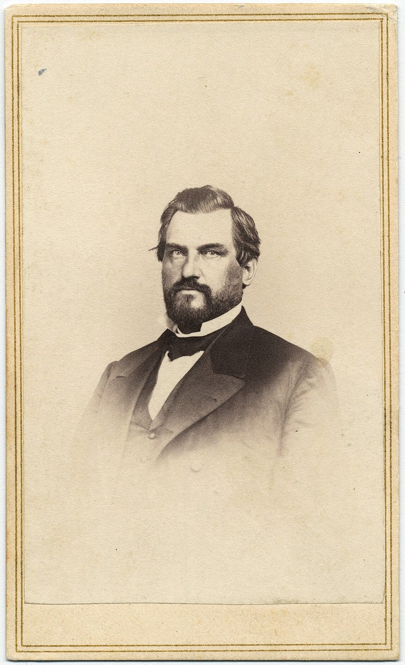 Leland Stanford (1824–1893) — railroad tycoon, California governor, and founder of Stanford University. Photograph by Bradley & Rulofson, San Francisco, ca. 1860s–1870s.