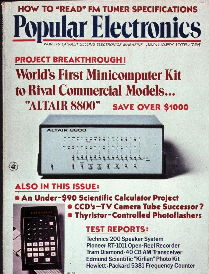 Popular Electronics, January 1975. The machine on the cover was a hollow wooden prop.