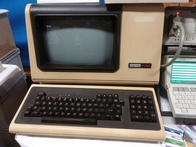 A DEC VT100 terminal, the kind of device through which many people experienced interactive computing before the PC became universal.