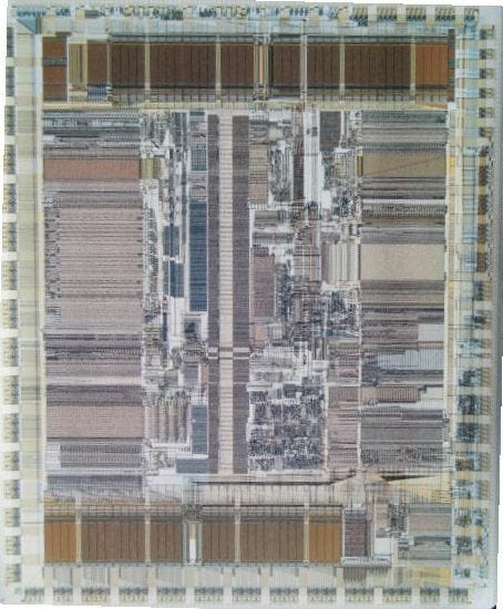 Die photo of an Alpha AXP 21064, DEC's 64-bit RISC architecture.