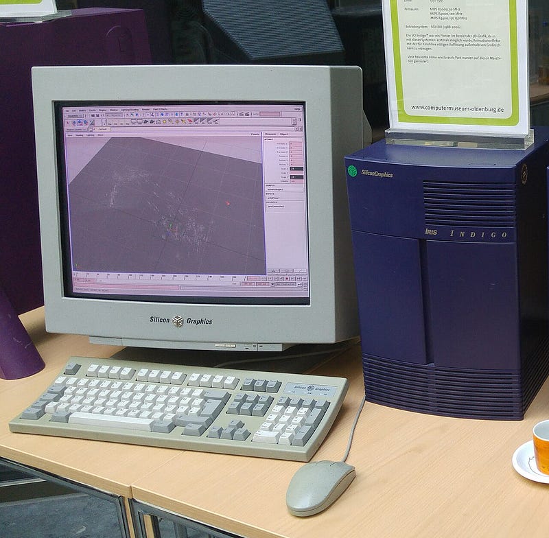 An SGI Indigo workstation from the early 1990s, running IRIX.