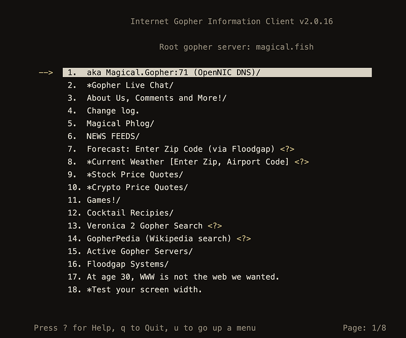 gopher-client-menu